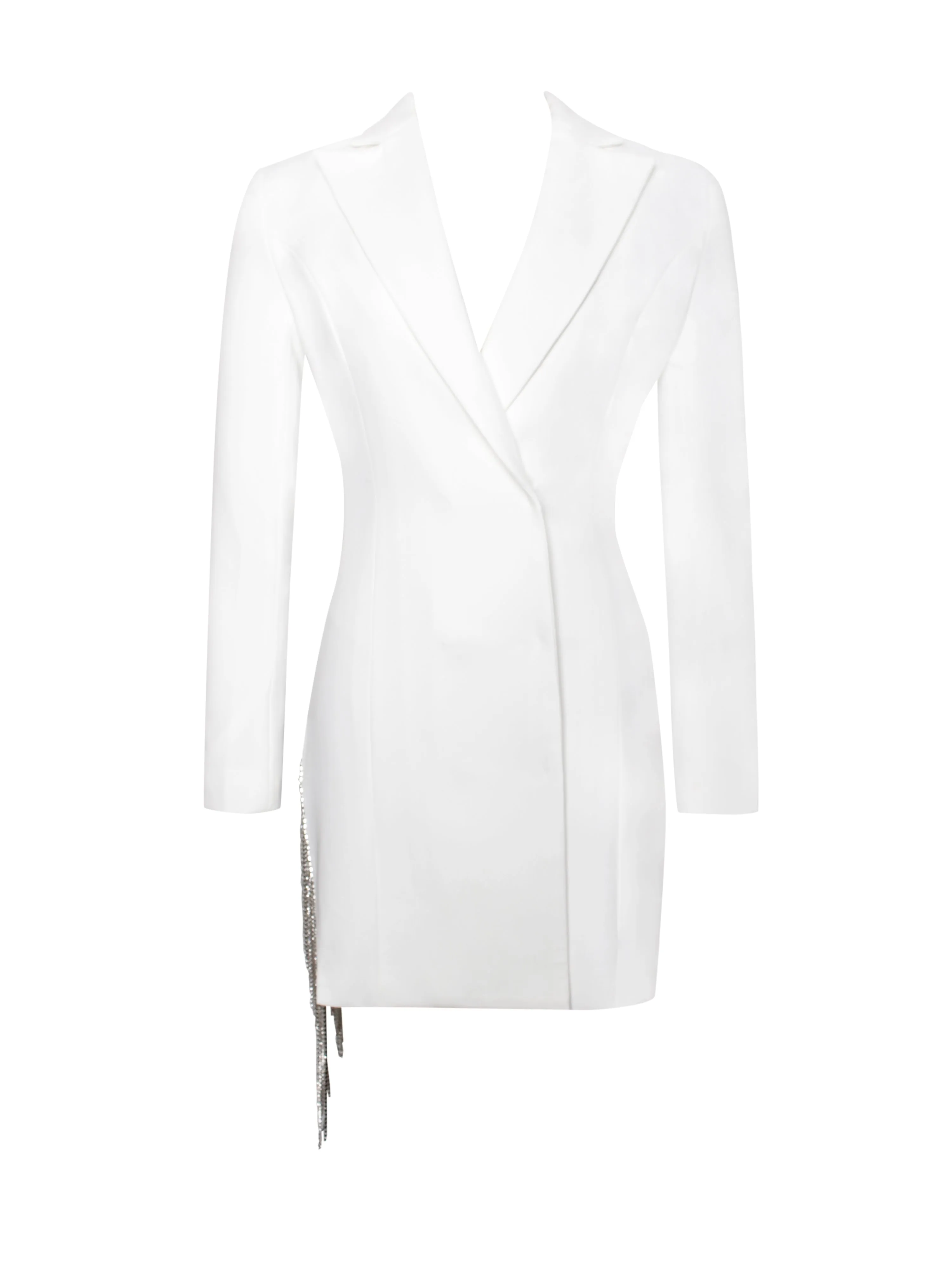 Freya White Crystal Charming Fringe Blazer Dress