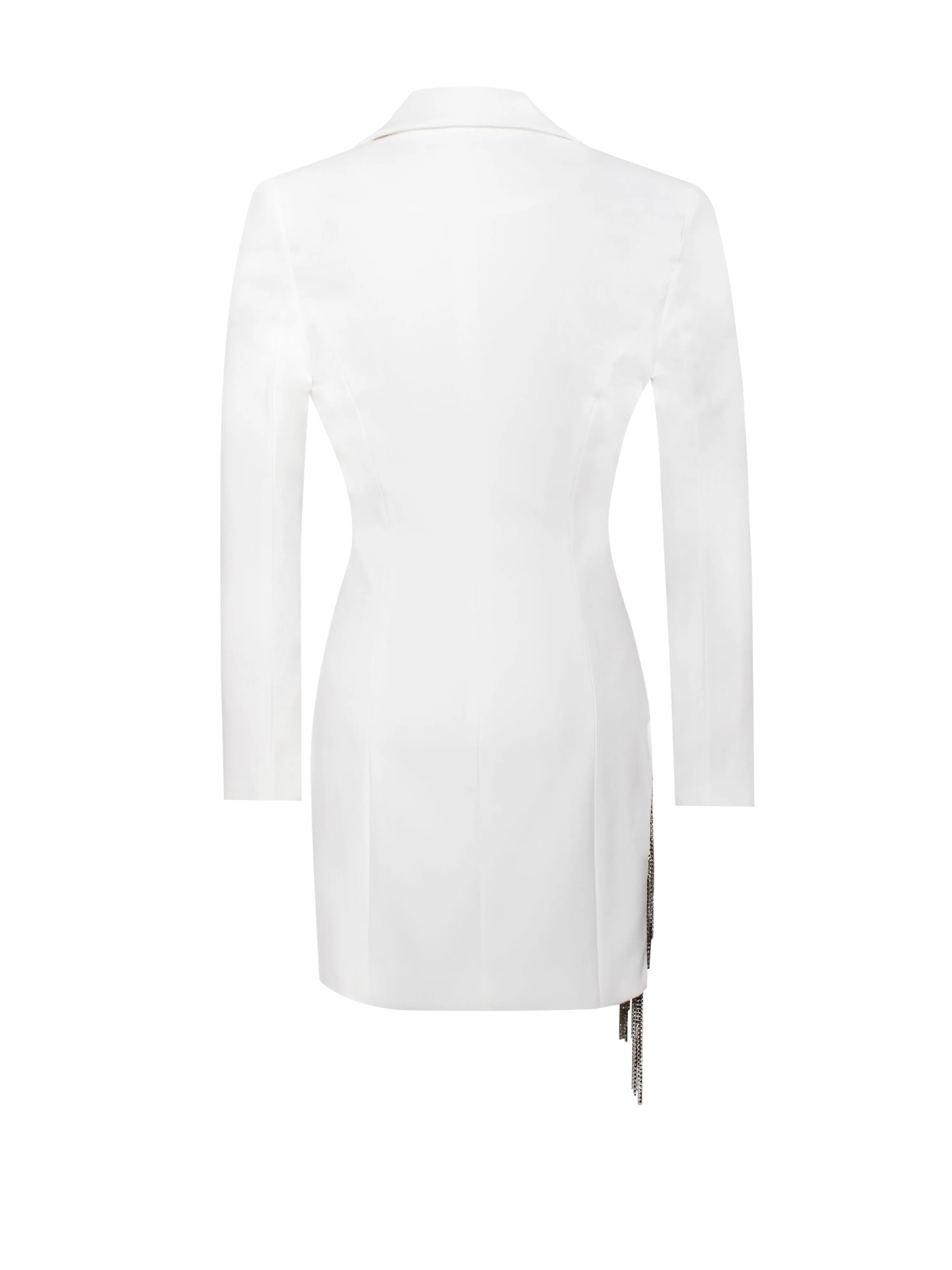 Freya White Crystal Charming Fringe Blazer Dress