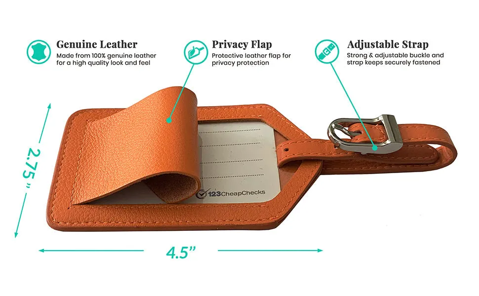 Genuine Top Grain Leather Luggage Tag