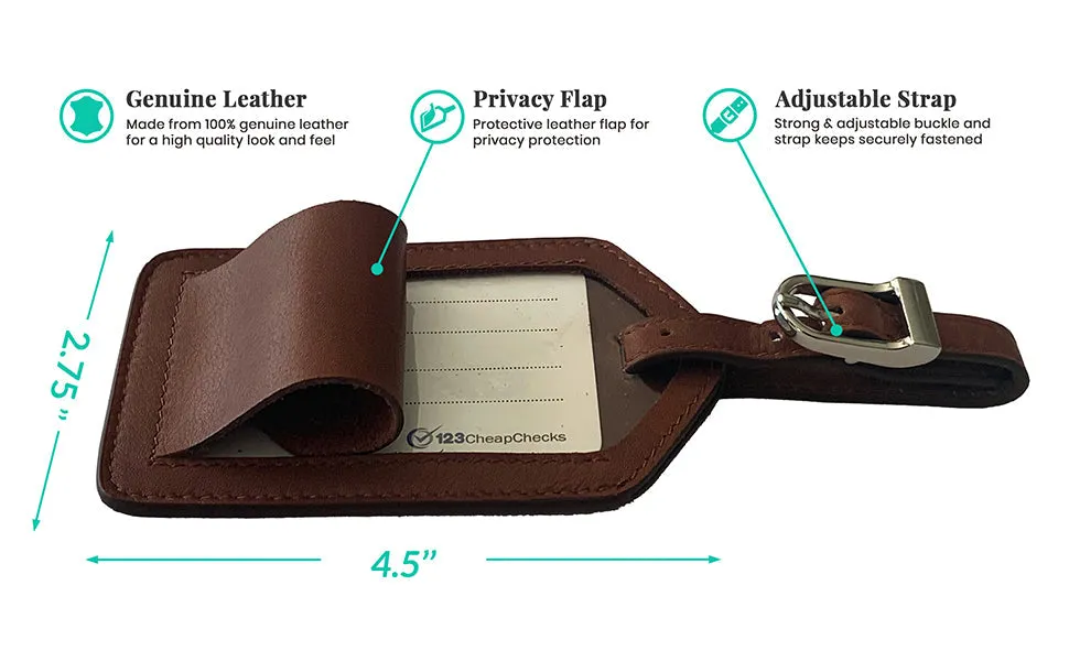Genuine Top Grain Leather Luggage Tag