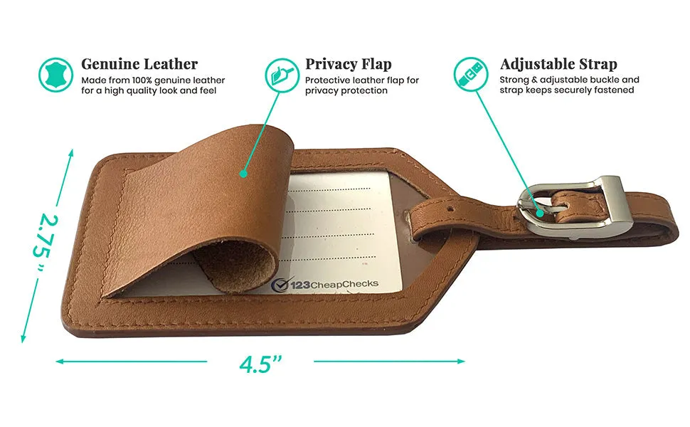 Genuine Top Grain Leather Luggage Tag