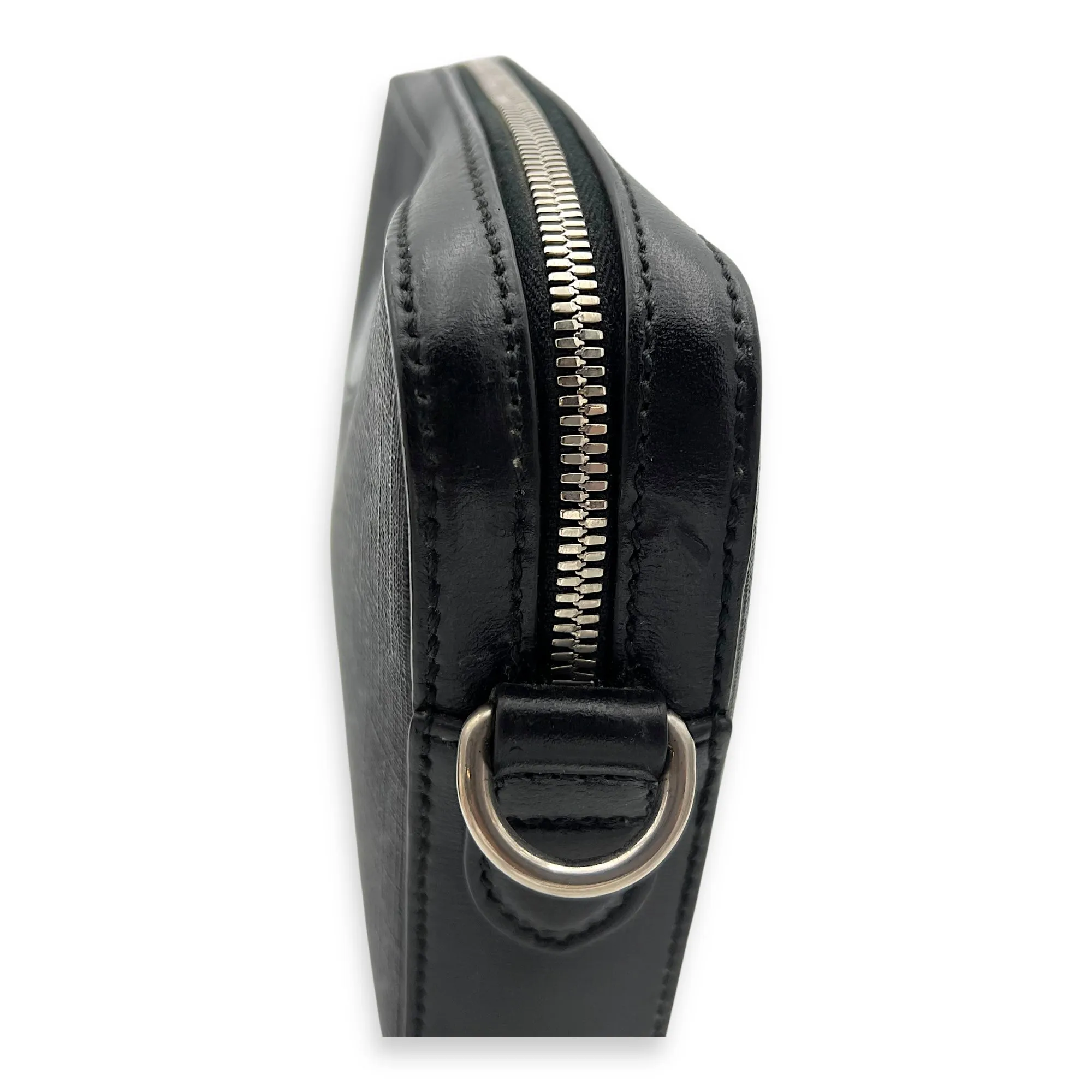GG Supreme Black Crossbody Bag in Coated Canvas, Silver hardware