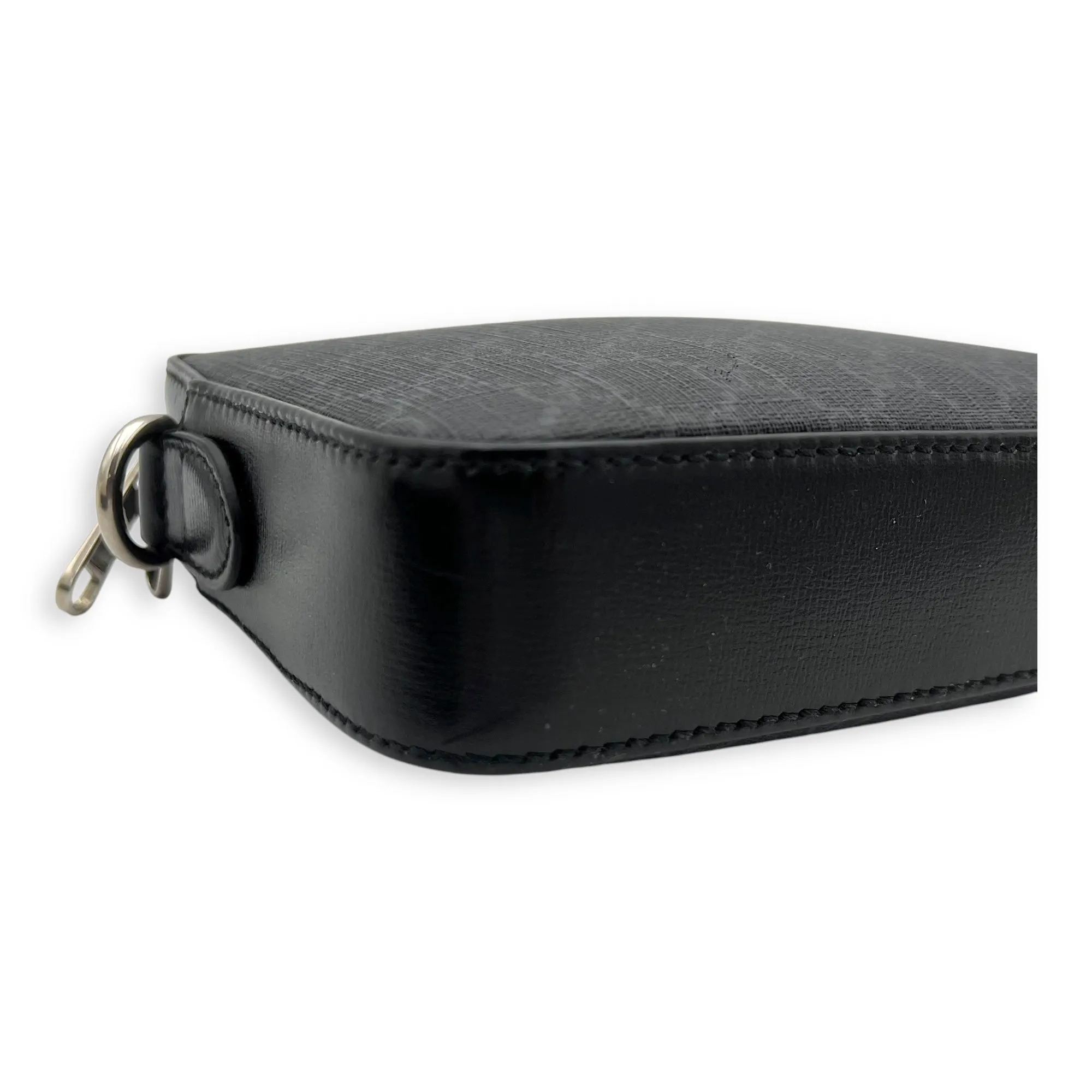 GG Supreme Black Crossbody Bag in Coated Canvas, Silver hardware