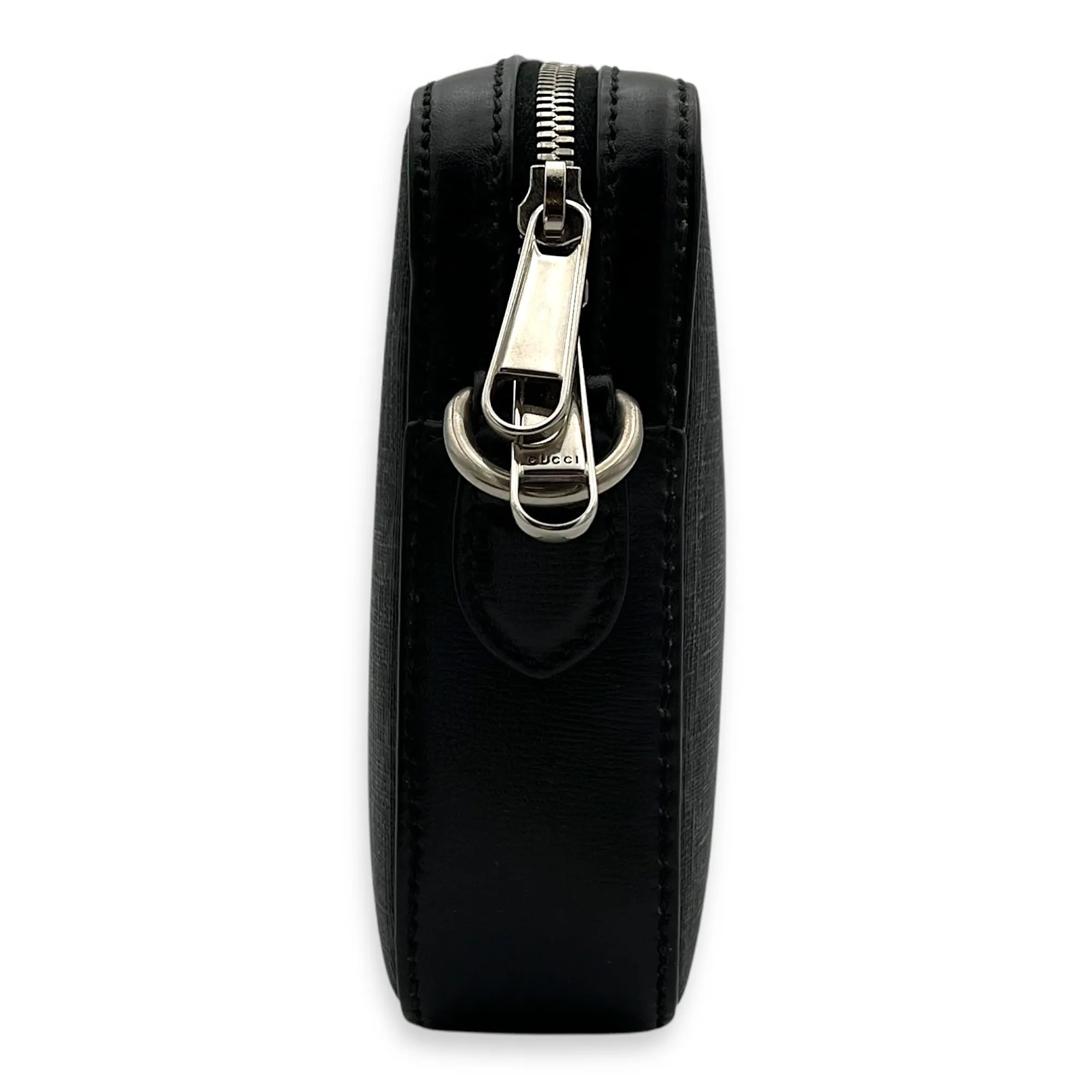 GG Supreme Black Crossbody Bag in Coated Canvas, Silver hardware