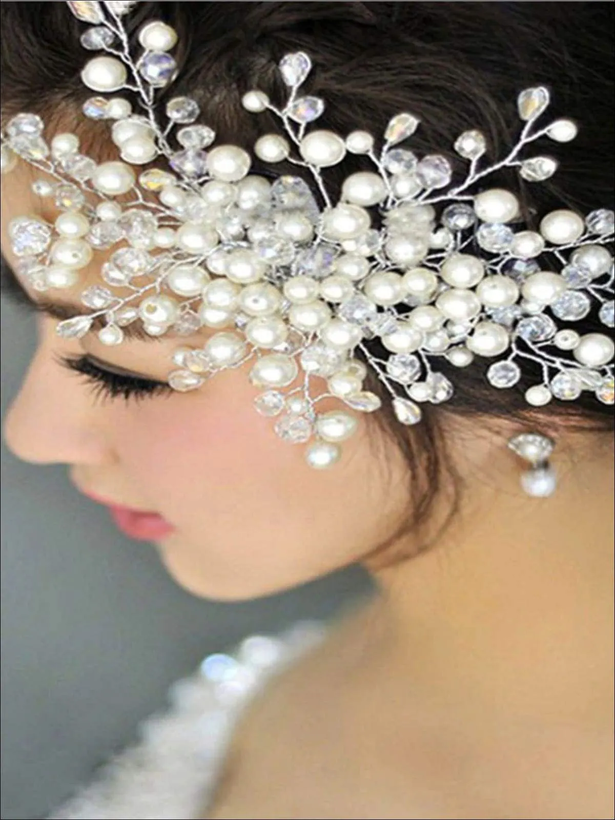 Girls Elegant Crystal and Pearl Embellished Headpiece