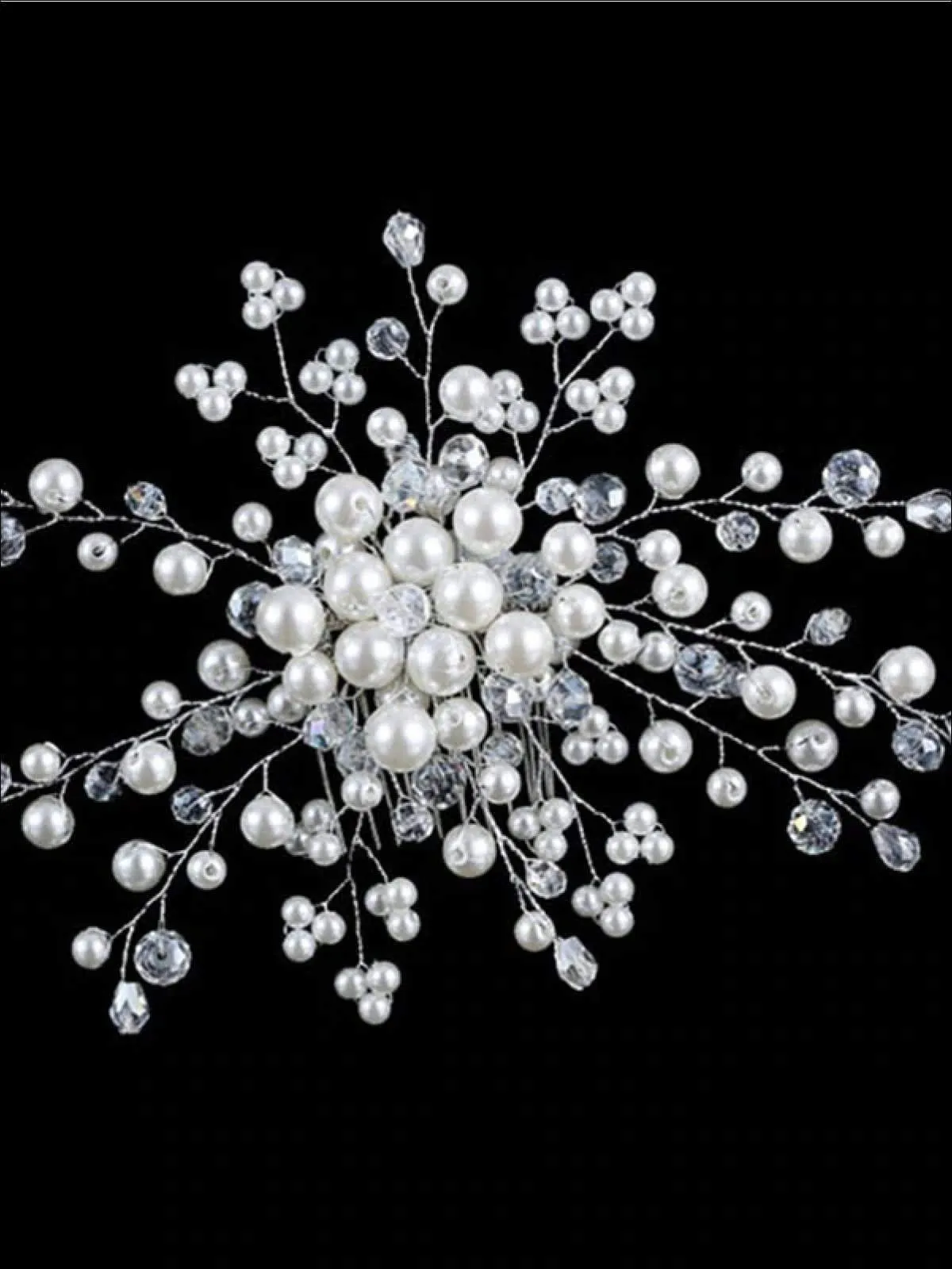 Girls Elegant Crystal and Pearl Embellished Headpiece