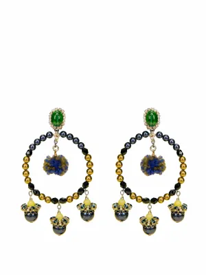 Gold plated embellished hoop earrings