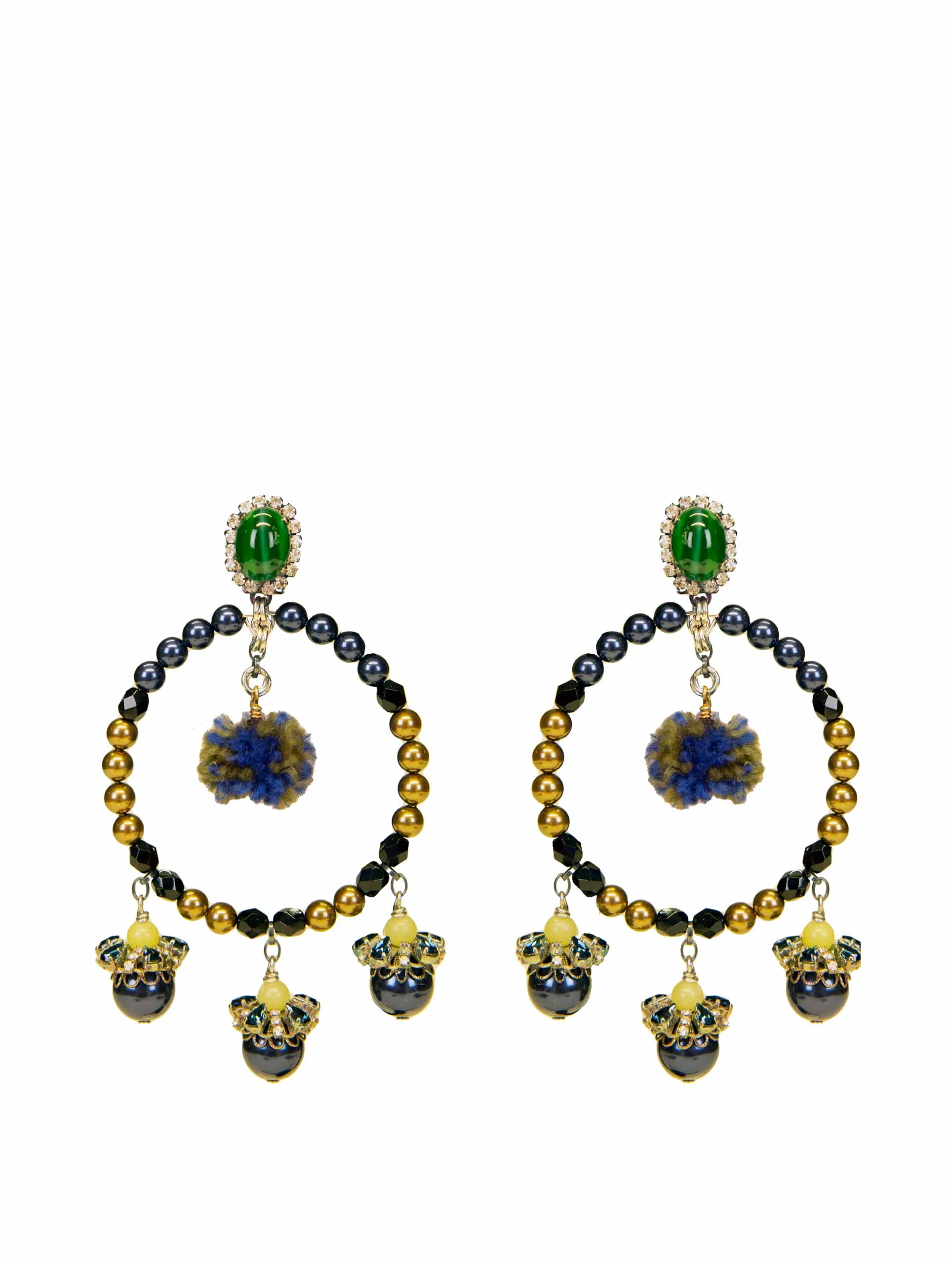 Gold plated embellished hoop earrings