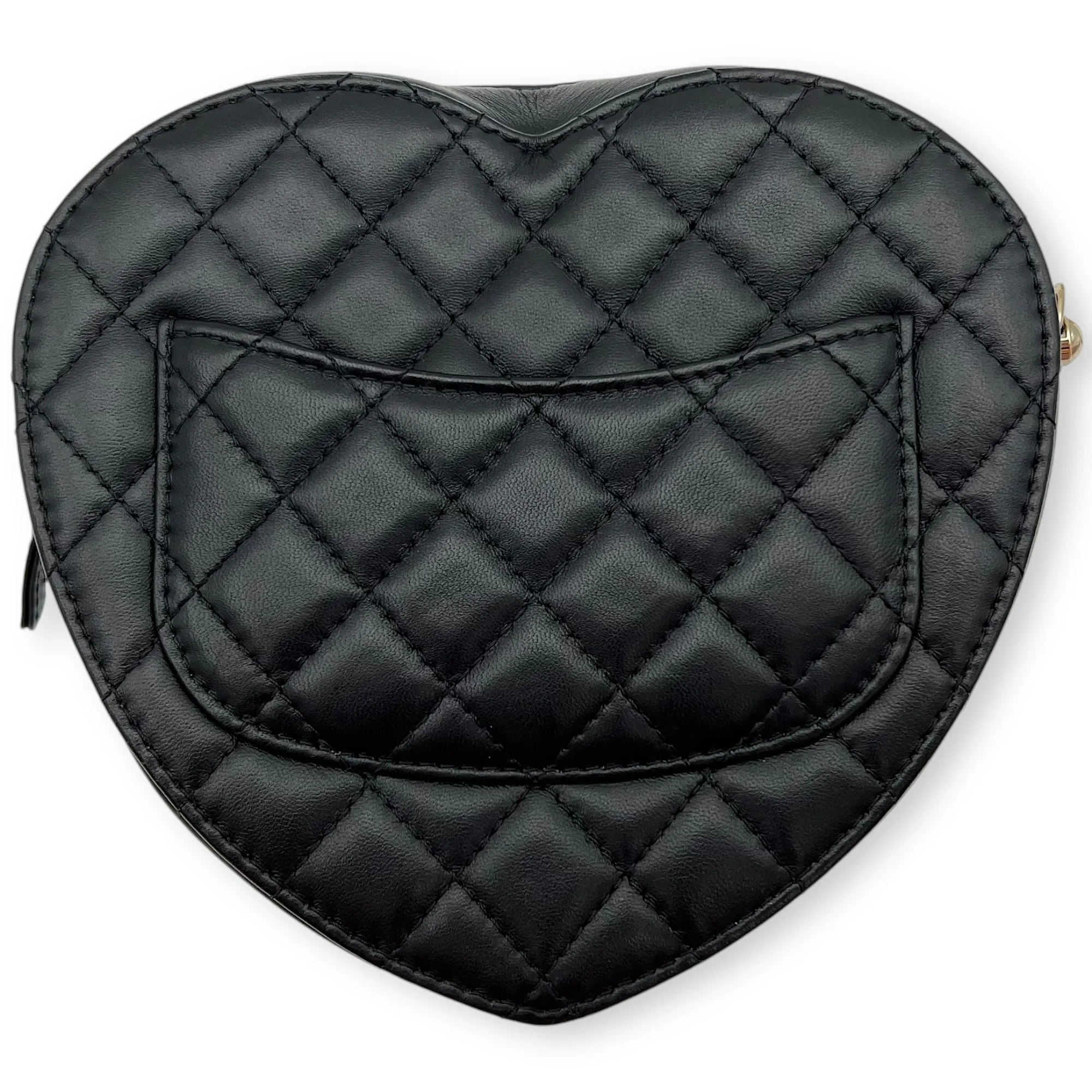 Heart Medium Black Crossbody Bag in Lambskin, Gold hardware