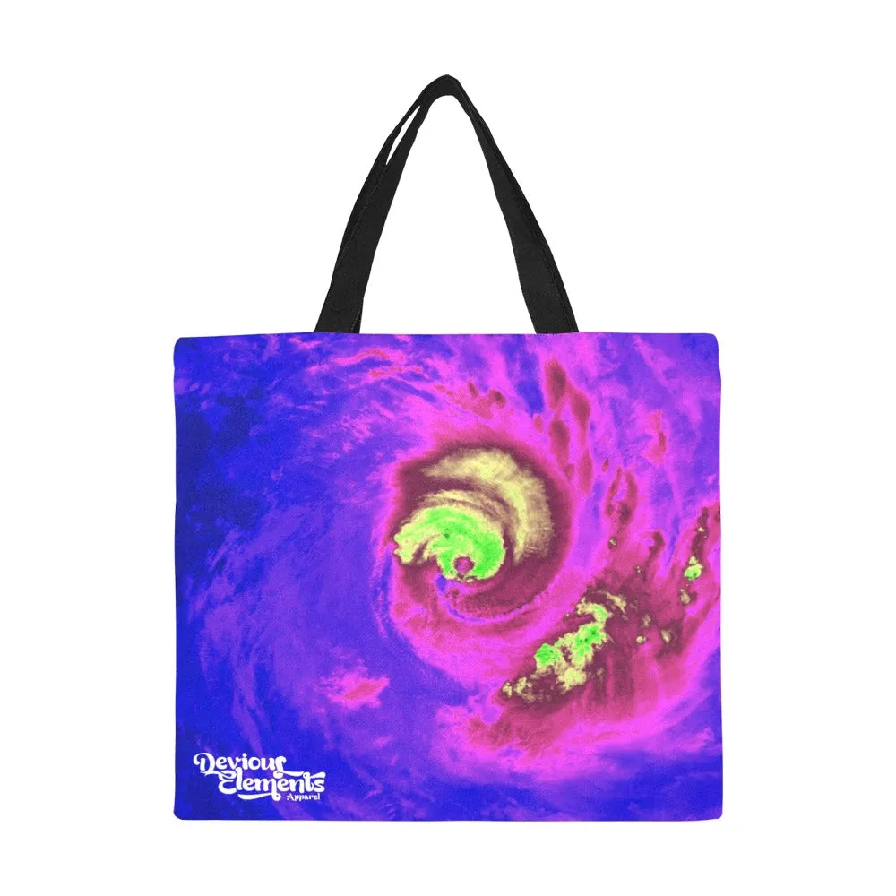 Hurricane Print Purple Rain Large Canvas Tote Bag