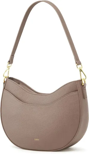 Kattee Leather Crossbody Bags for Women, Small Purses and Handbags, Soft Hobo Shoulder Satchel with Zipper Closure
