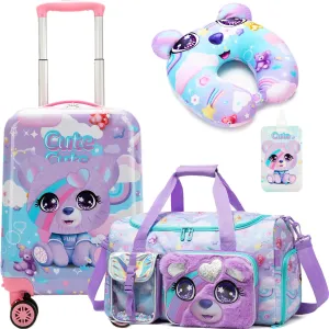 Kid's Luggage Set 3 Piece Suitcase Set 16" Hardside Luggage with Spinner Wheels Girls Boys Carry on Toddler Suitcase with Travel Duffle Bag Airline Approved