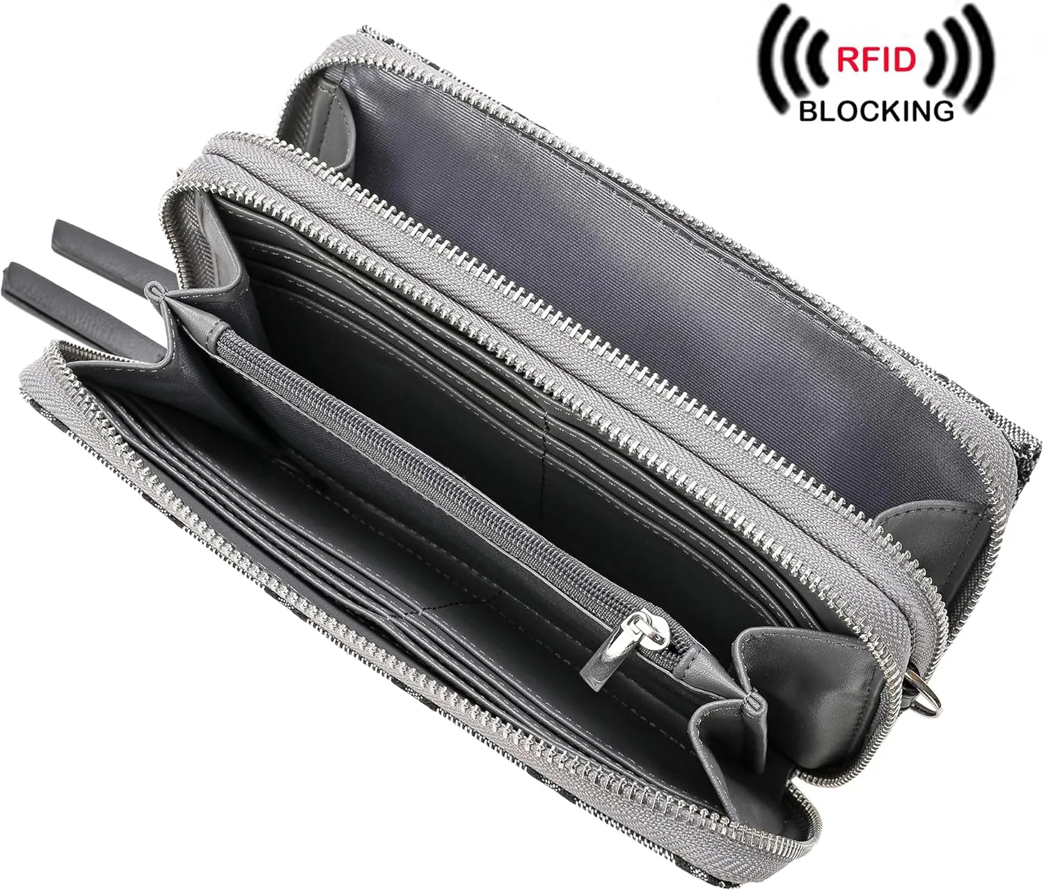 Lanyani RFID Crossbody Wallet Wristlet Purse with Phone Pocket For Women Vegan Leather