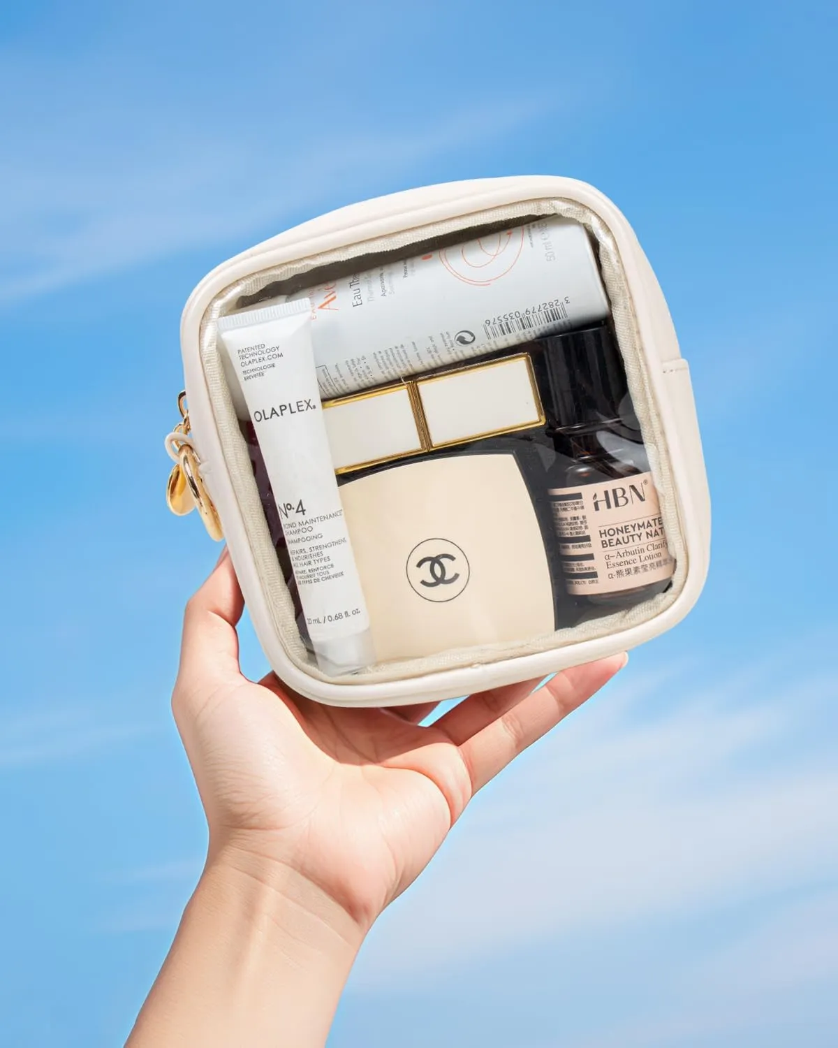 LETGO Small Clear Makeup Bags for Purse-Mini Clear Toiletry Bag,Travel Size Toiletries Clear Cosmetic Bags Travel Essentials Car Makeup Bag Car Accessories for Women Men (Mini White)