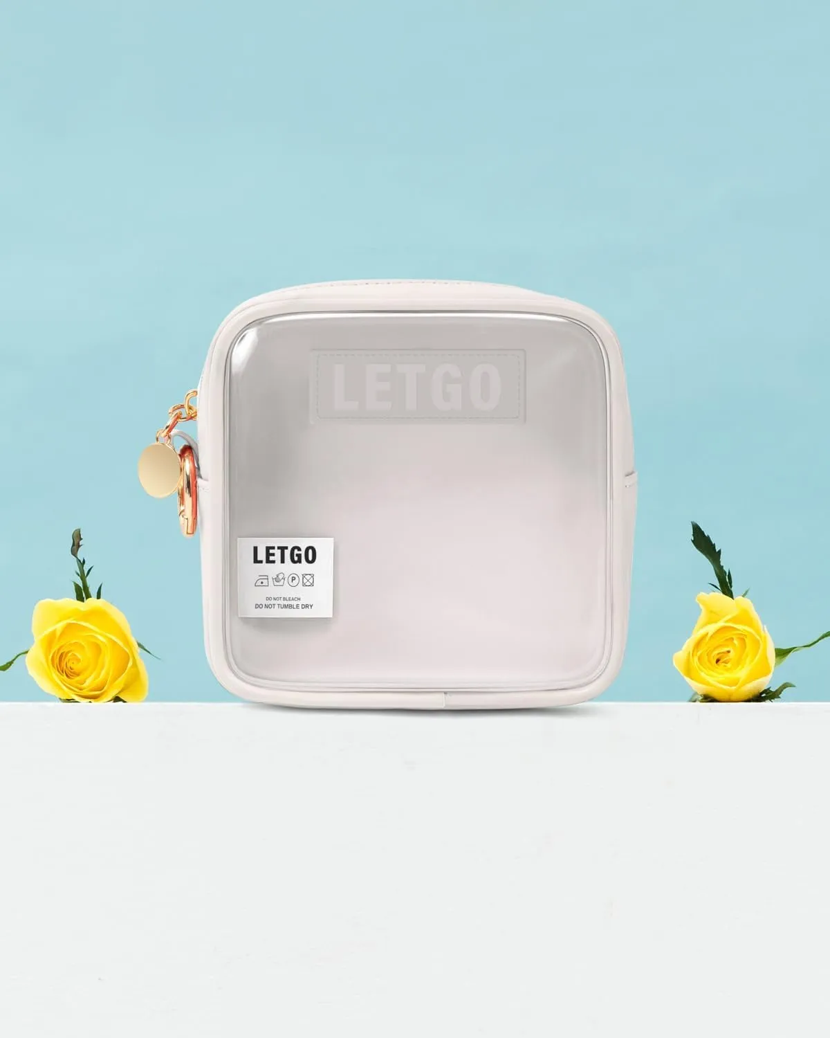LETGO Small Clear Makeup Bags for Purse-Mini Clear Toiletry Bag,Travel Size Toiletries Clear Cosmetic Bags Travel Essentials Car Makeup Bag Car Accessories for Women Men (Mini White)