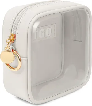 LETGO Small Clear Makeup Bags for Purse-Mini Clear Toiletry Bag,Travel Size Toiletries Clear Cosmetic Bags Travel Essentials Car Makeup Bag Car Accessories for Women Men (Mini White)