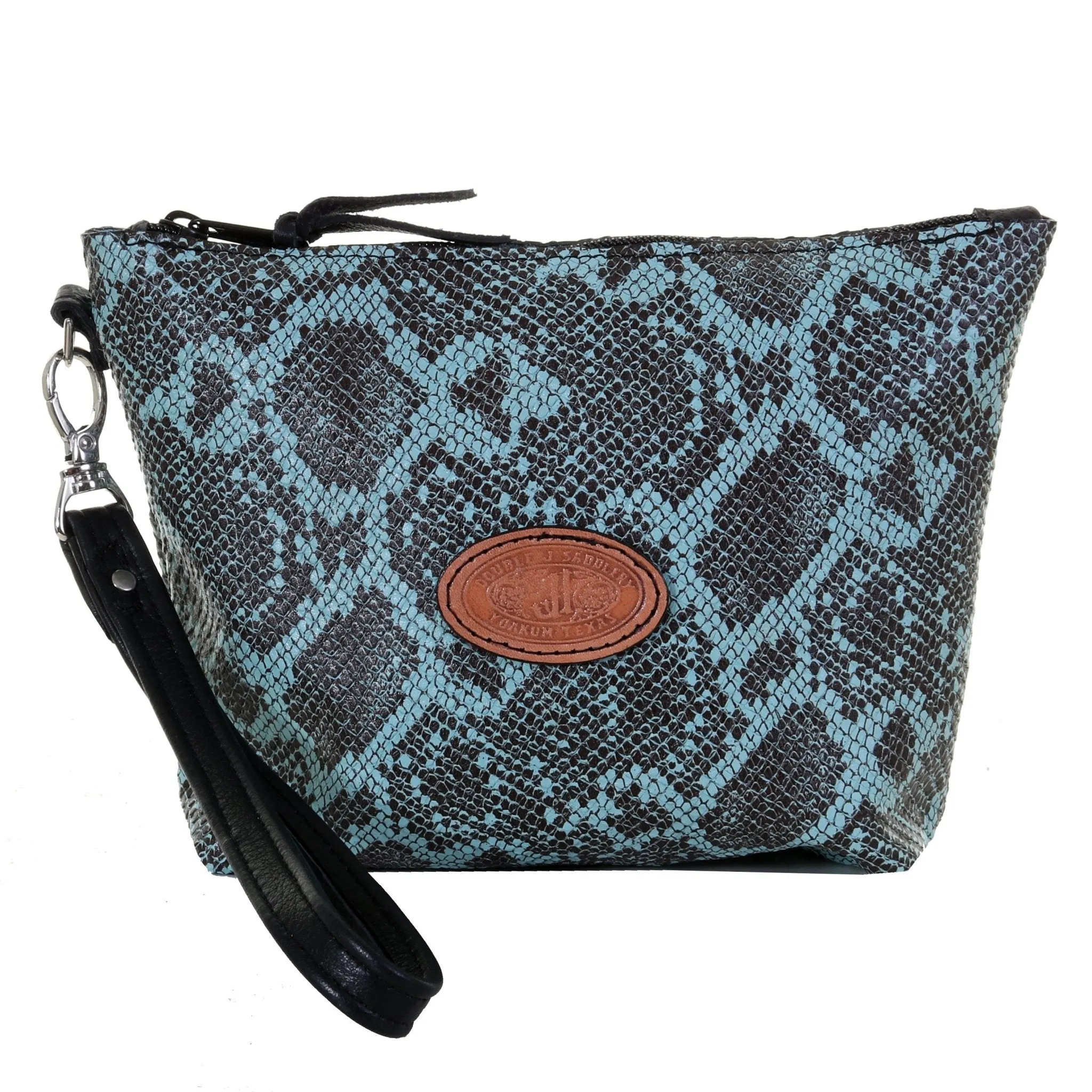 LMP21 - Turquoise Desert Snake Print Large Makeup Pouch