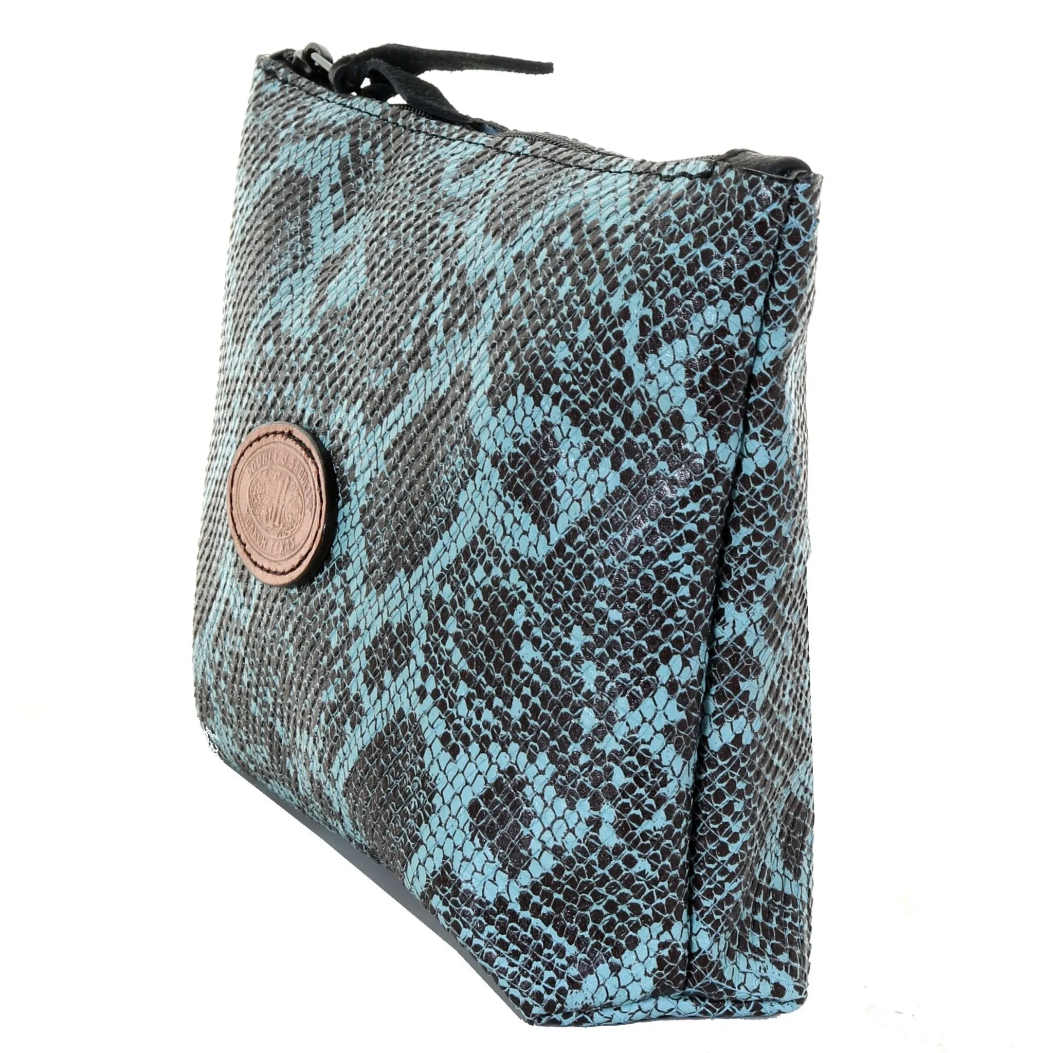 LMP21 - Turquoise Desert Snake Print Large Makeup Pouch
