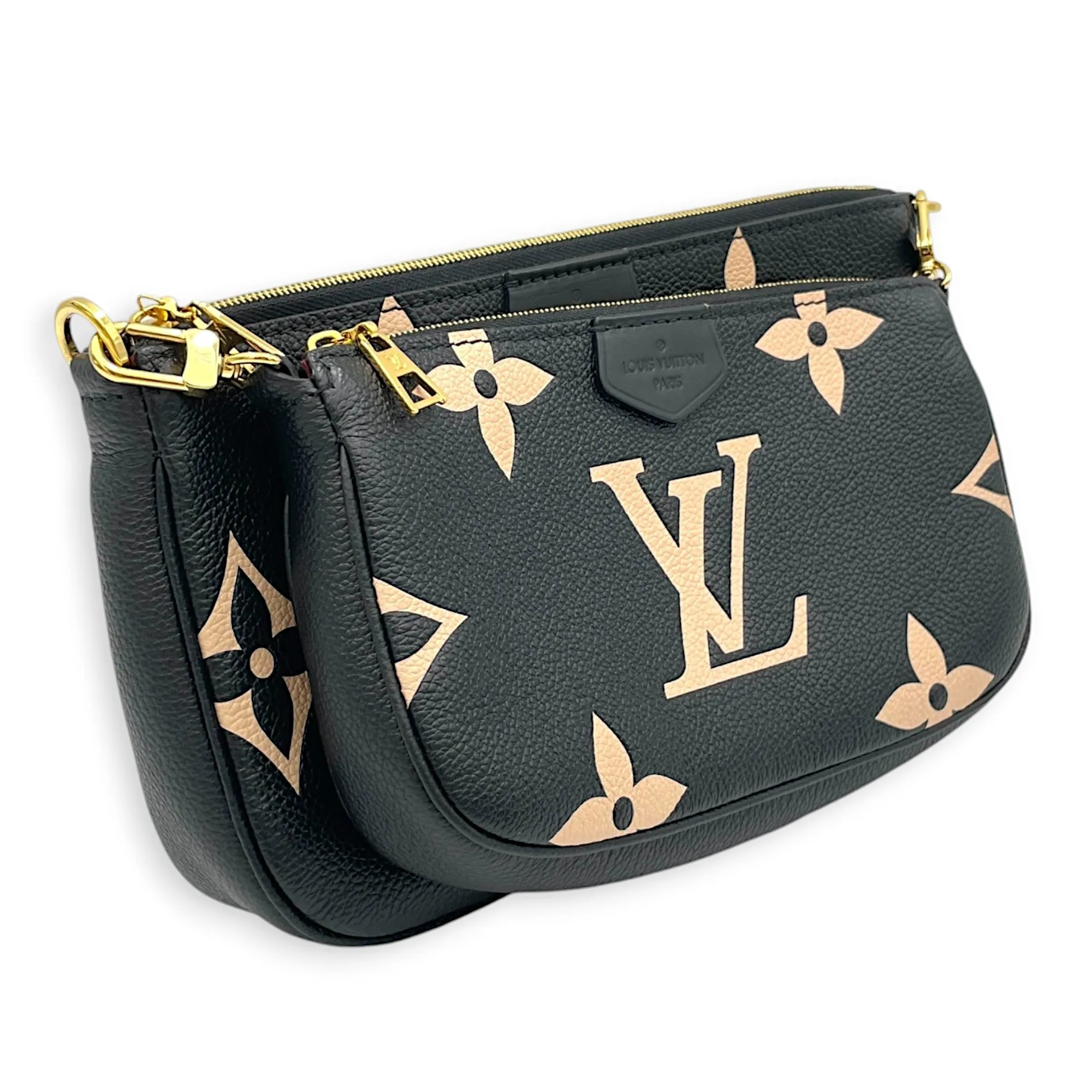 Multi-Pochette Accessoires Black Crossbody Bag in Monogram Empreinte Leather, Gold hardware