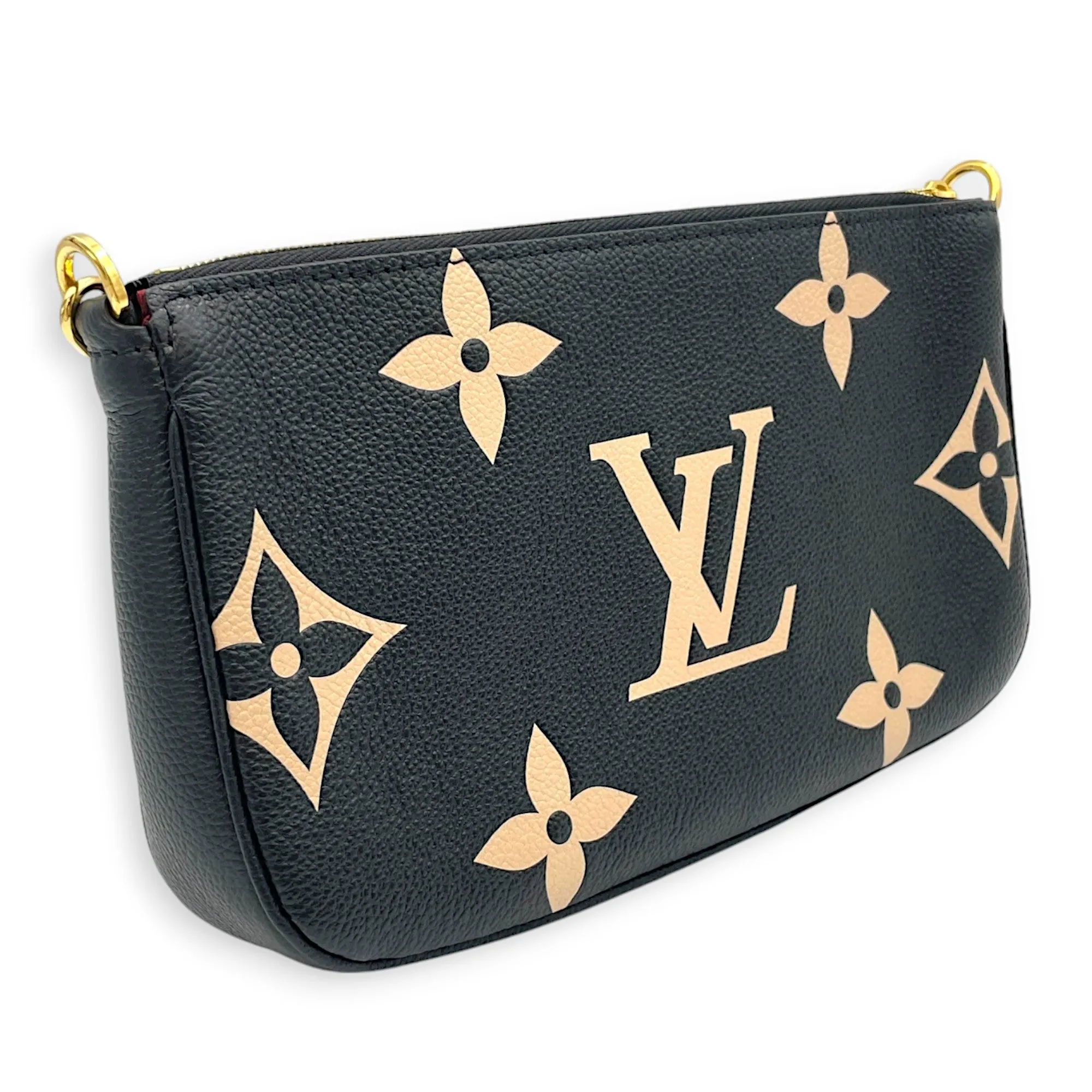 Multi-Pochette Accessoires Black Crossbody Bag in Monogram Empreinte Leather, Gold hardware