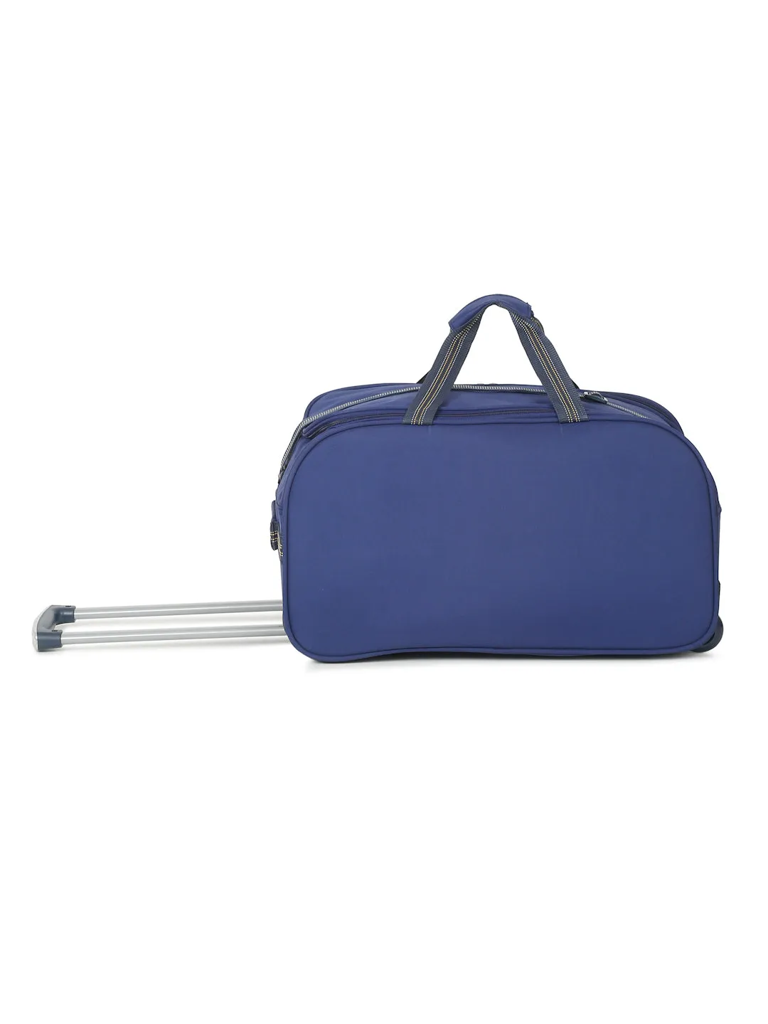 Navy Printed Medium Duffel Trolley Bag