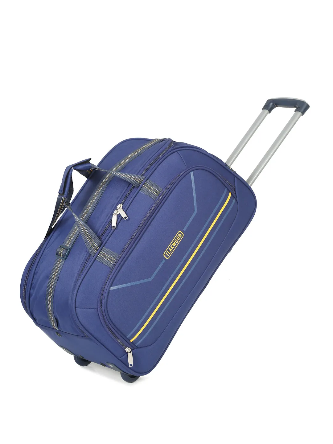 Navy Printed Medium Duffel Trolley Bag