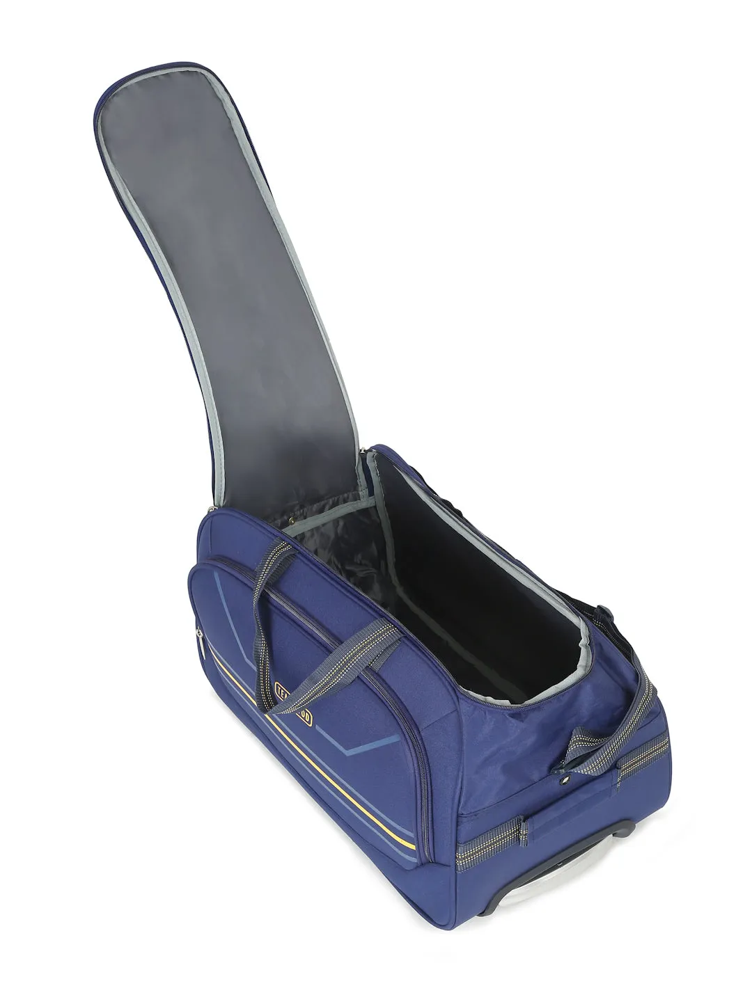 Navy Printed Medium Duffel Trolley Bag