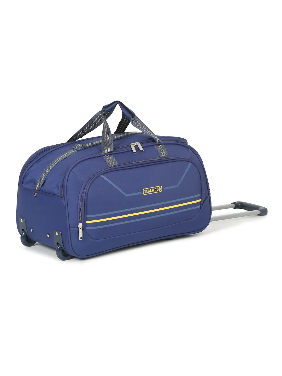 Navy Printed Medium Duffel Trolley Bag