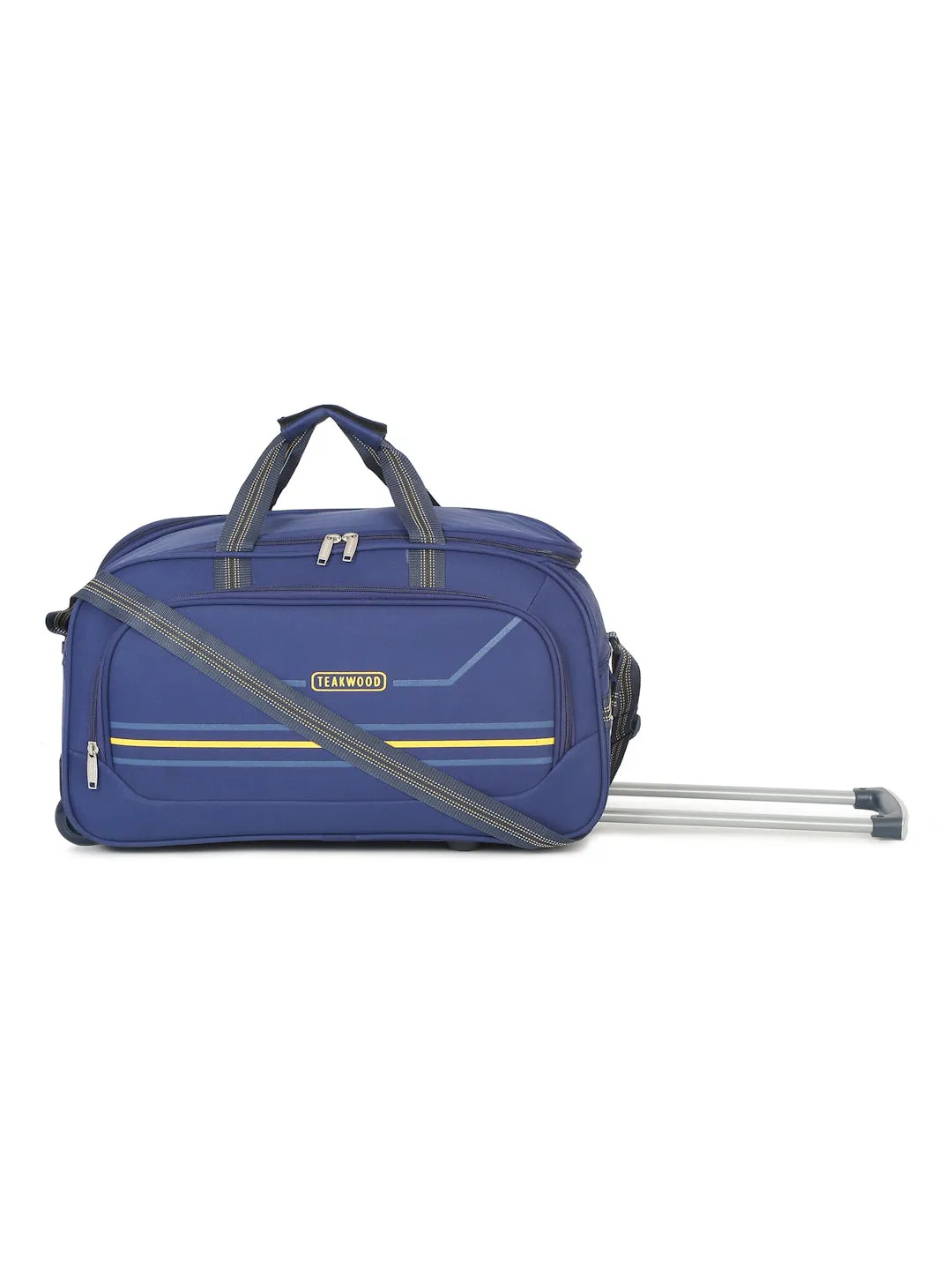Navy Printed Medium Duffel Trolley Bag