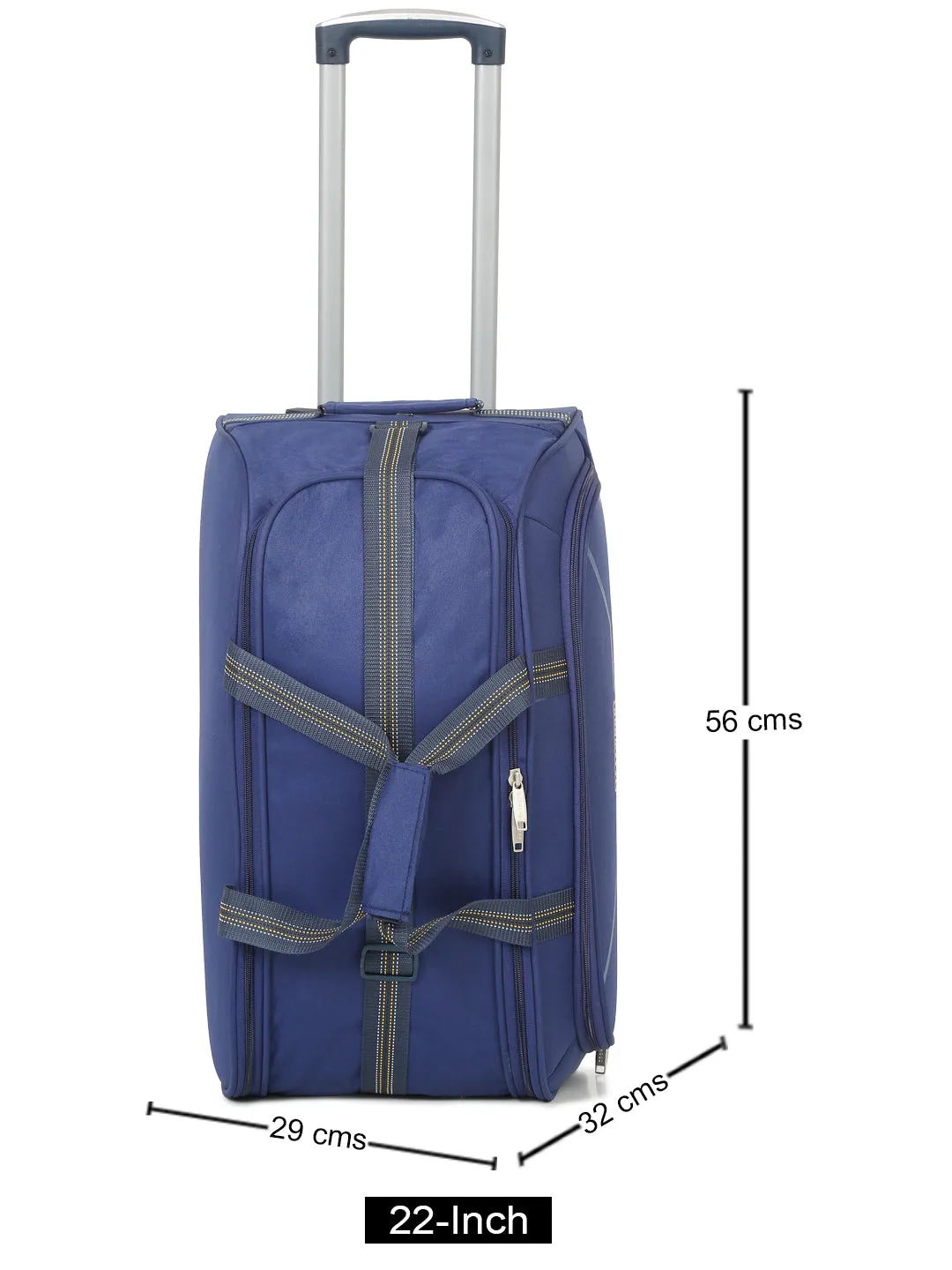 Navy Printed Medium Duffel Trolley Bag