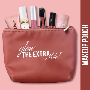 NY Bae Makeup Pouch | Travel Friendly | Multi Purpose Bag | Spacious - Rust