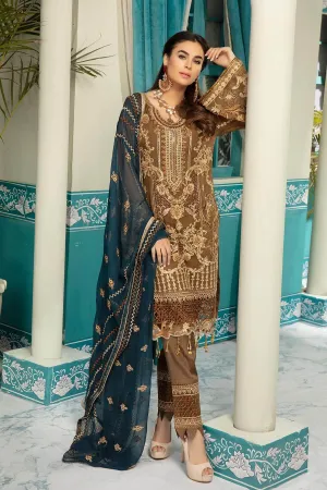 Pakistani Latest Chocolate Brown Dress In Chiffon  # CA104