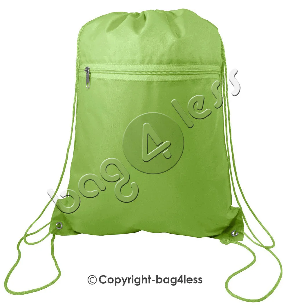 Polyester Drawstring Backpacks W/ Front Pocket - POL11
