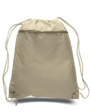Polyester Drawstring Backpacks W/ Front Pocket - POL11