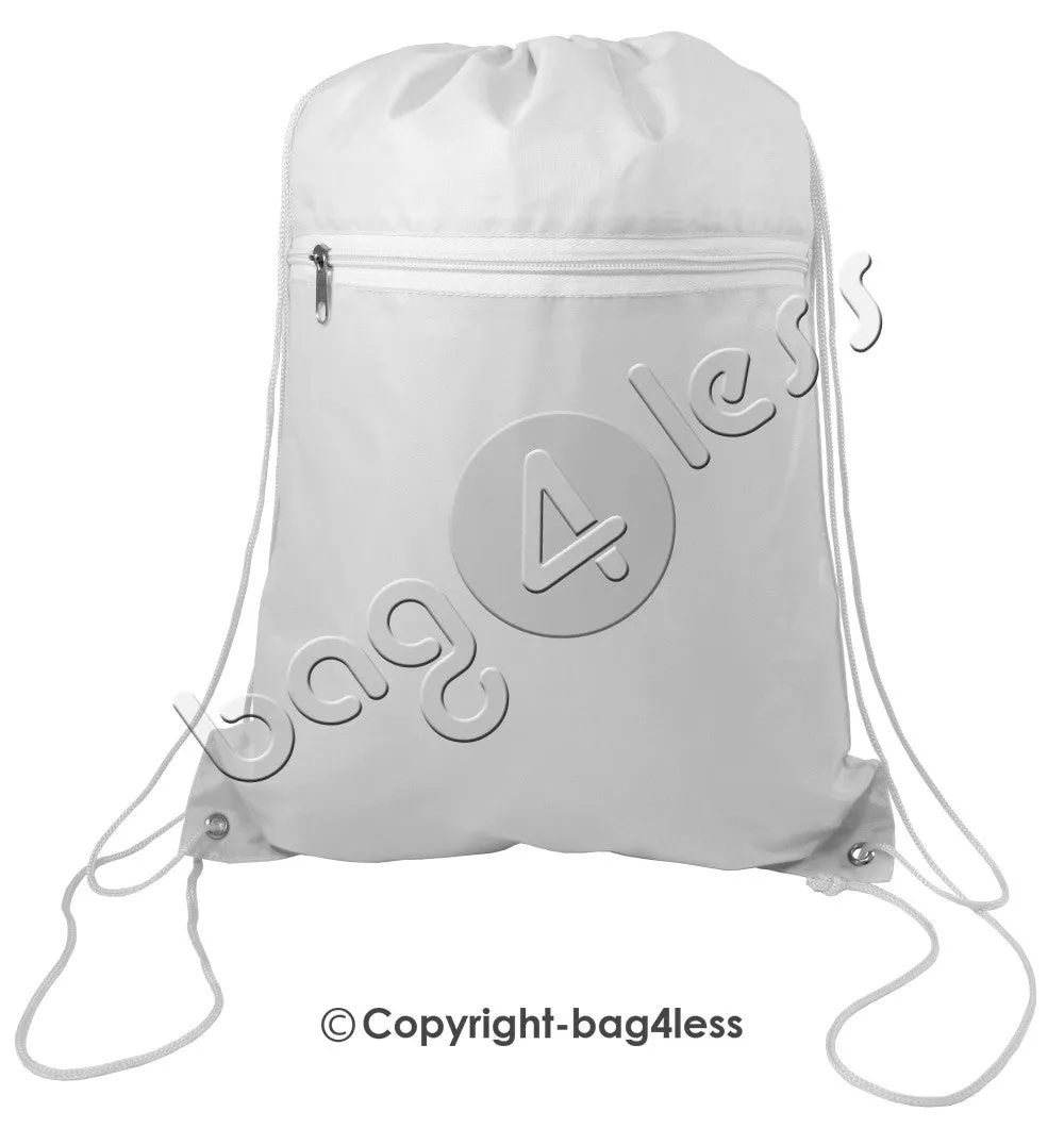 Polyester Drawstring Backpacks W/ Front Pocket - POL11
