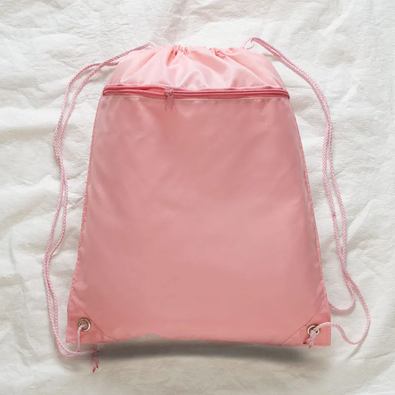 Polyester Drawstring Backpacks W/ Front Pocket - POL11