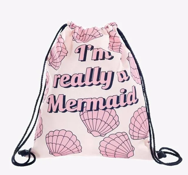 "I'm really a Mermaid" Drawstring Backpack