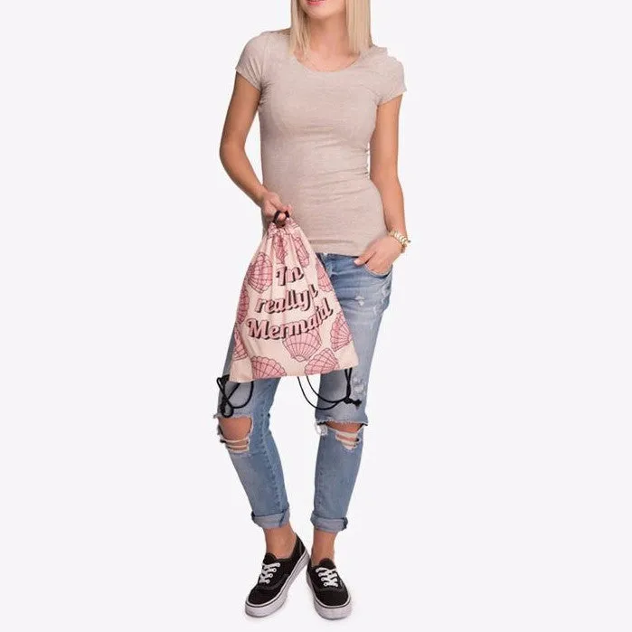 "I'm really a Mermaid" Drawstring Backpack