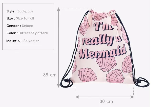 "I'm really a Mermaid" Drawstring Backpack