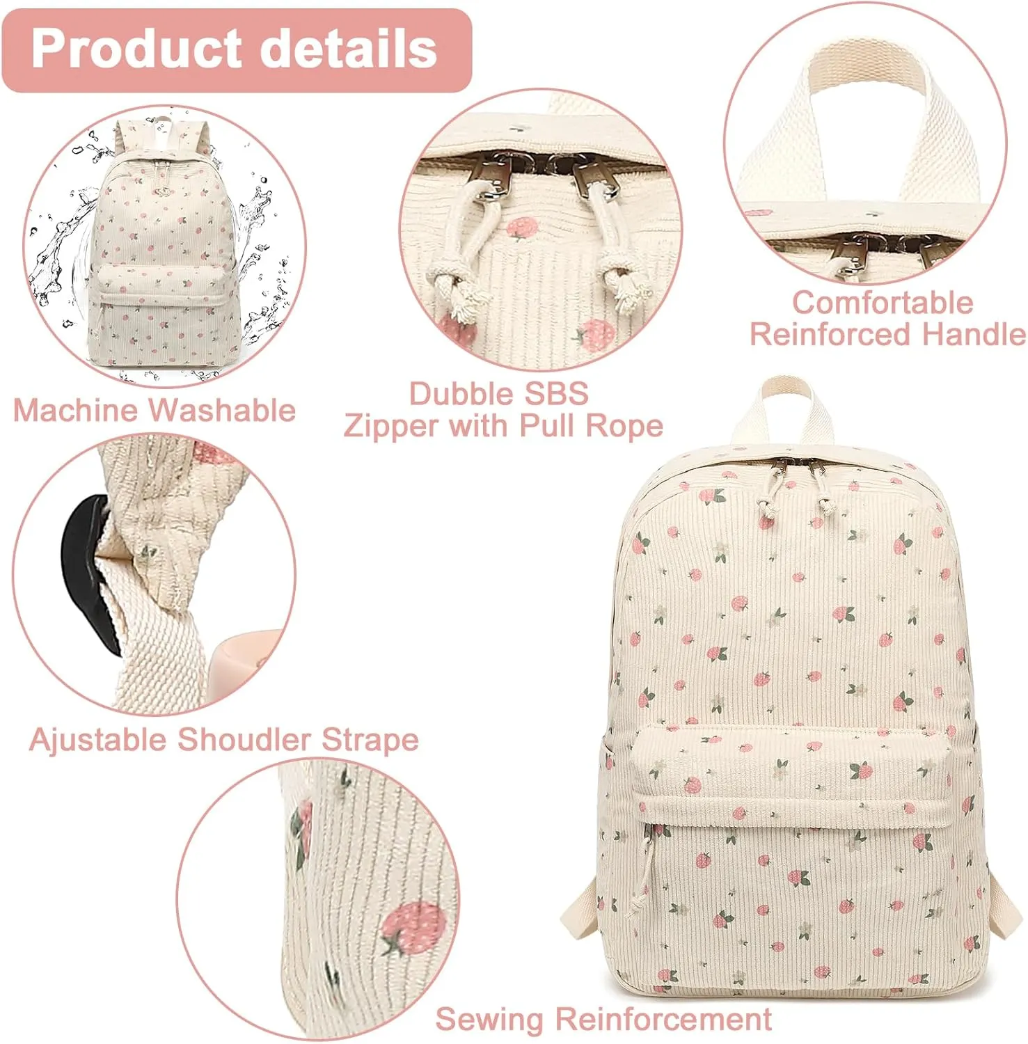 School Backpack for Teens Large Corduroy Bookbag Lightweight Girls Boys Casual High School College 17 inch Laptop Travel Bag
