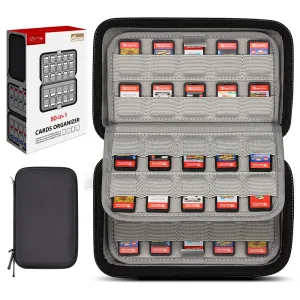 sisma 80 Switch Game Case Compatible with Nintendo Switch Games PS Vita Cartridges or SD, Hard Shell Cards Holder Organizer Home & Travel Safekeeping Storage Case Carrying Bag Black