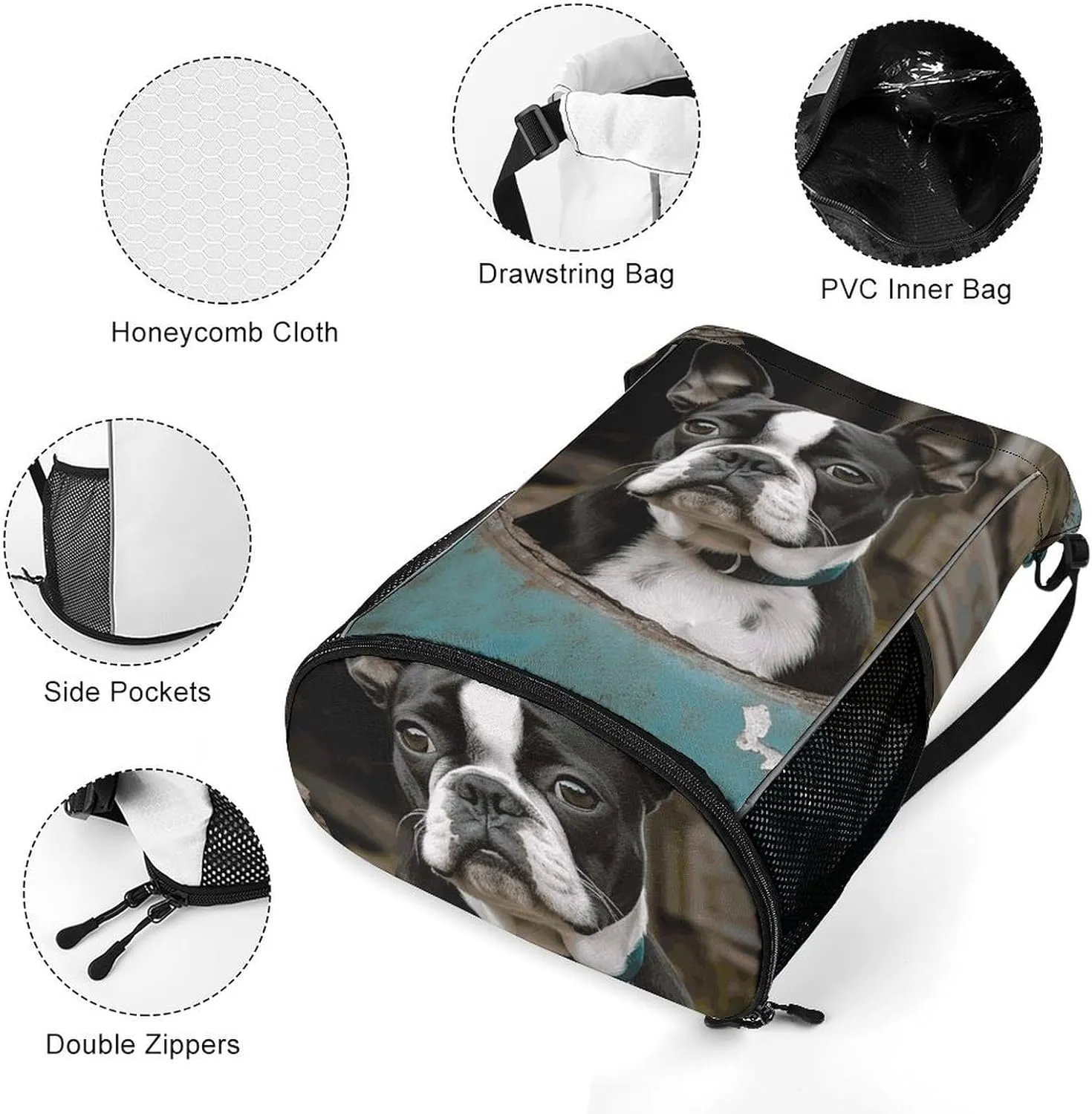 Sports Drawstring Backpack Lightweight Small Gym Bag Boston Terrier Gym Sackpack for Women Men