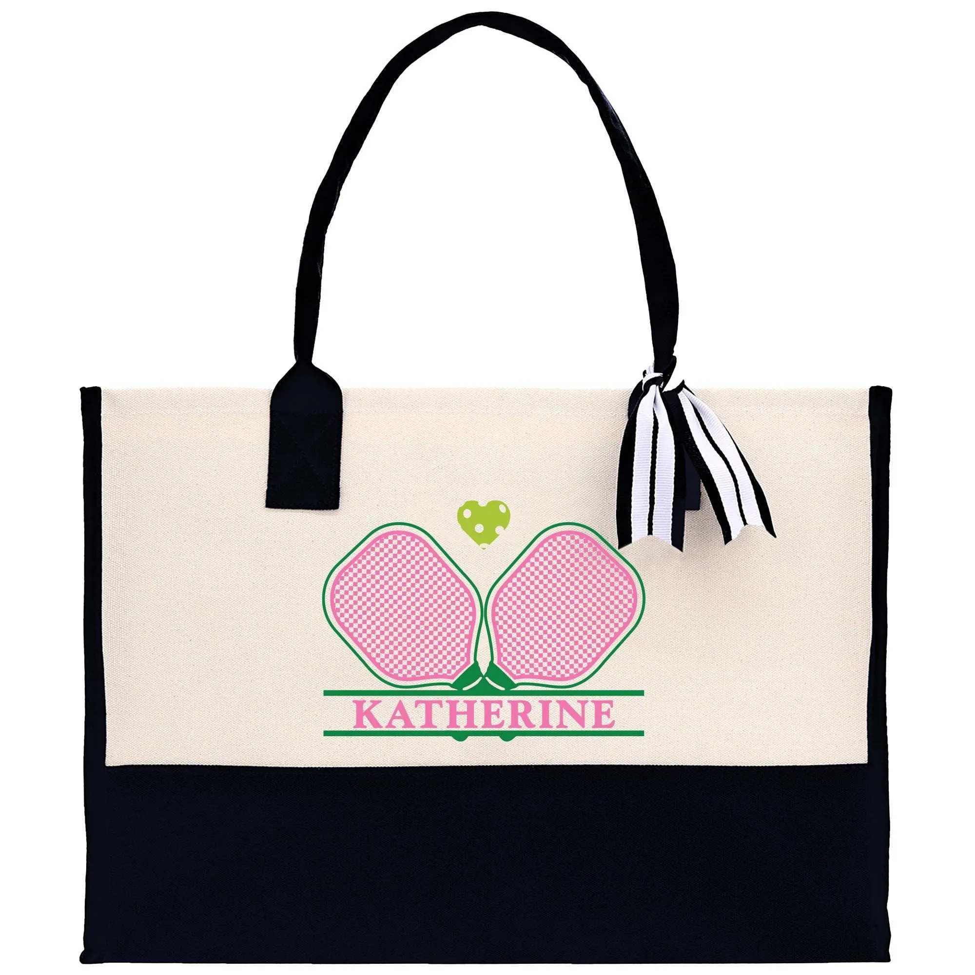 Tennis Personalization Name Cotton Canvas Tote Bag Gift for Tennis Lover Bag Tennis Coach Gift Bag Custom Pickleball Tote Gift (PBT1020)