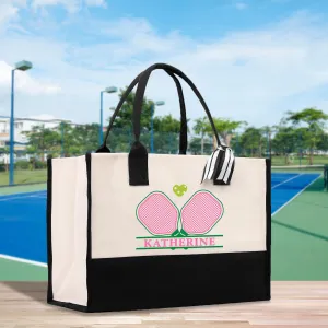 Tennis Personalization Name Cotton Canvas Tote Bag Gift for Tennis Lover Bag Tennis Coach Gift Bag Custom Pickleball Tote Gift (PBT1020)