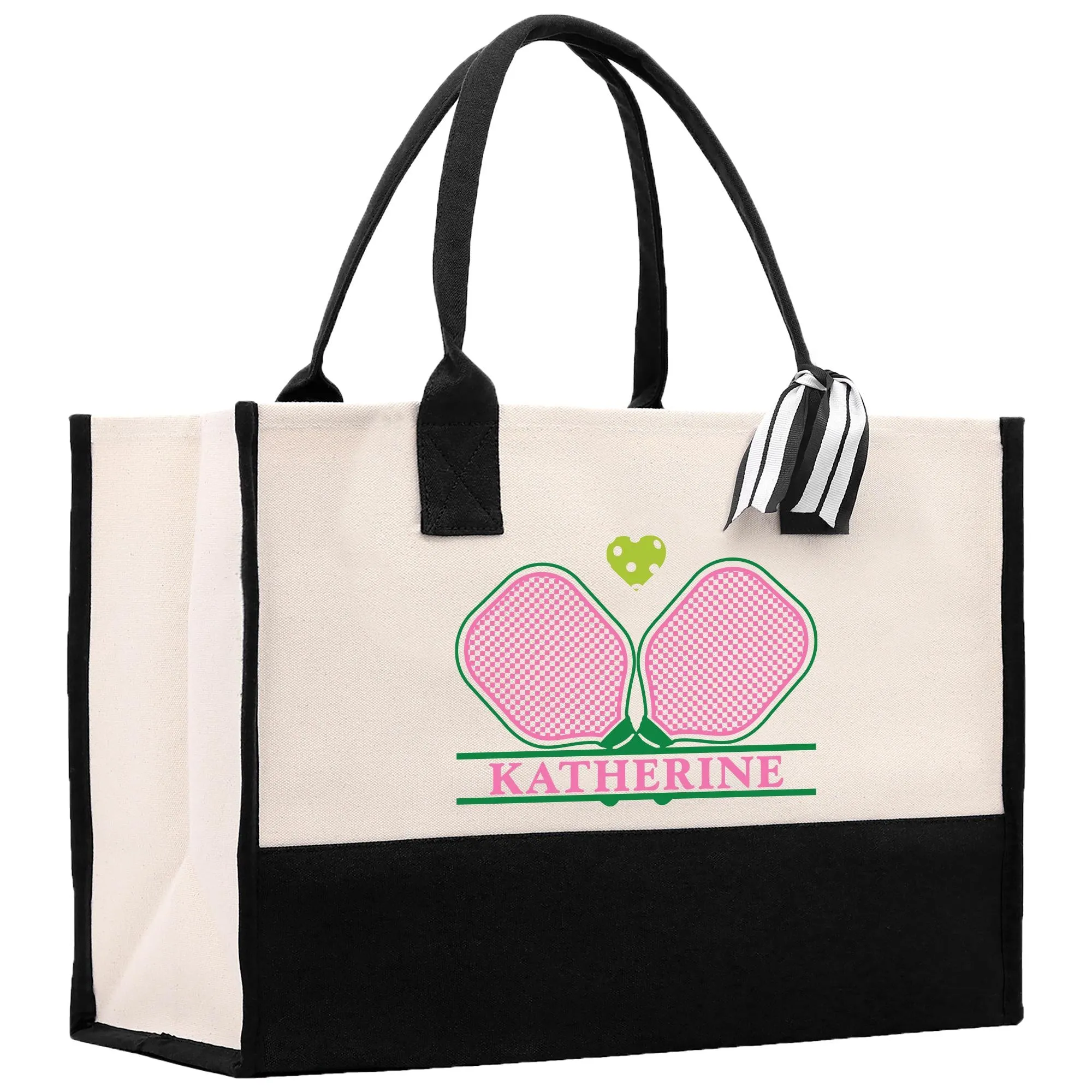 Tennis Personalization Name Cotton Canvas Tote Bag Gift for Tennis Lover Bag Tennis Coach Gift Bag Custom Pickleball Tote Gift (PBT1020)