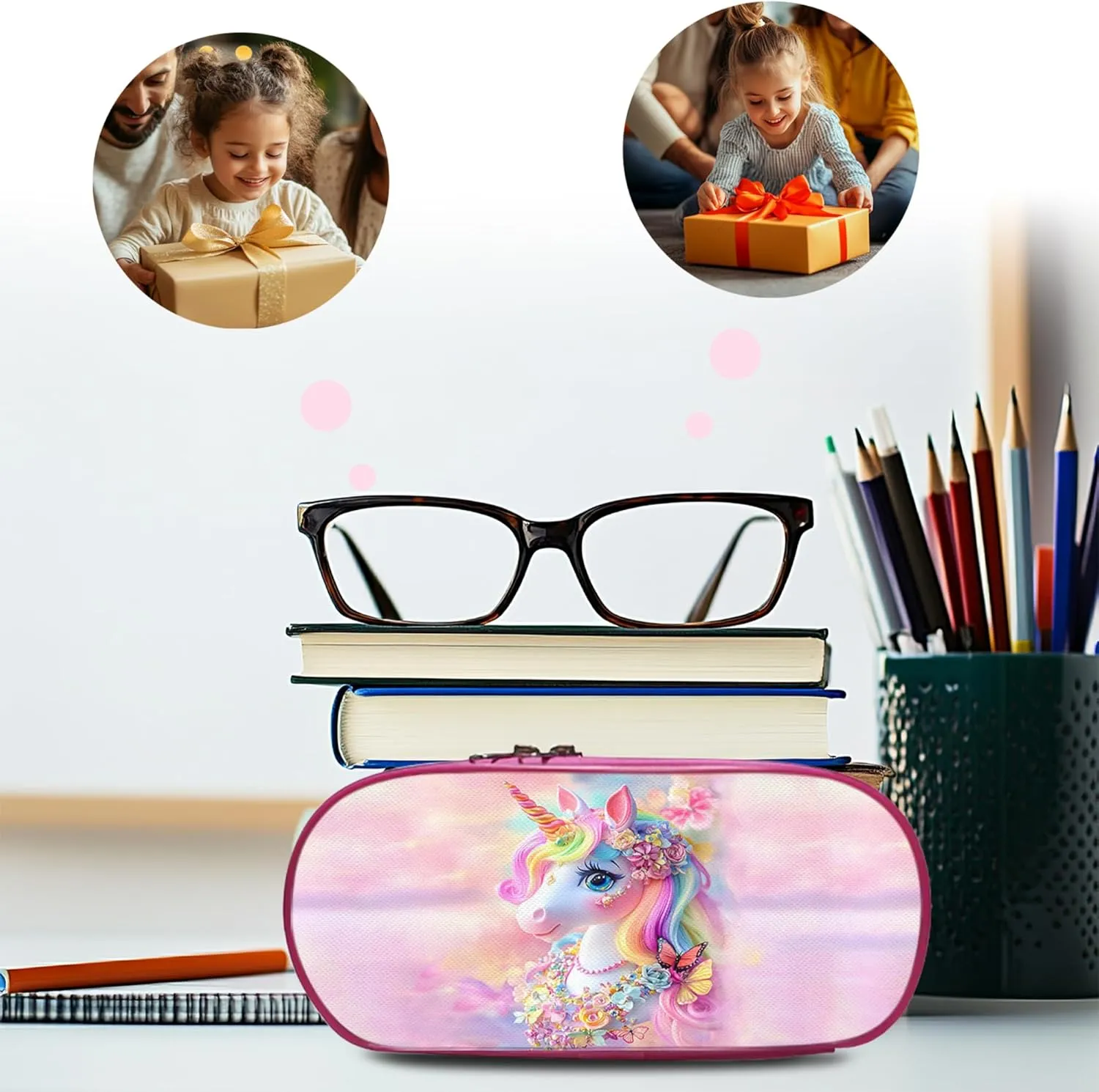 Tijuboni Kids Backpack for School Boys and Girls - 3pcs, Unicorn School Backpack with Lunch Box and Pencil Case for Children Teens Bookbag 16 Inch Large Capacity