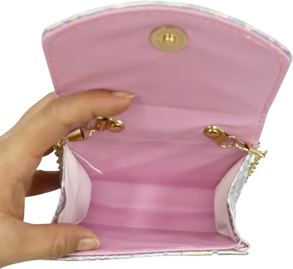 Toddler Elegant Mini Purse for Little Girls Shiny Handbag with Pearl Handle Cute Shoulder Bag for Kids