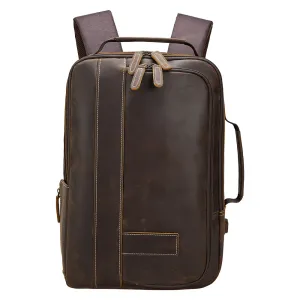 Top Quality Crazy Horse Leather Traveling 15.6-inch Laptop Backpack for Man