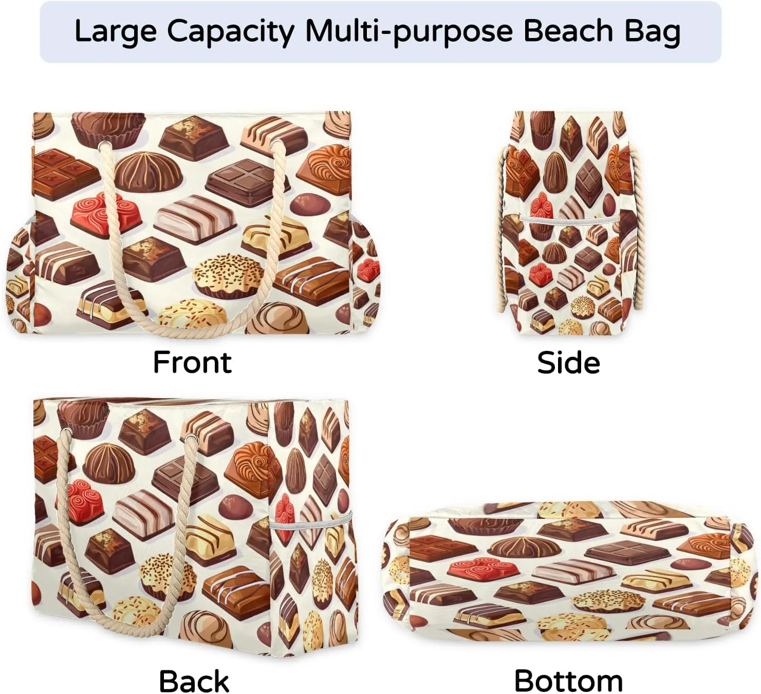 Tote Beach Bag for Women Large Zipper Beach Bags Waterproof Sandproof Gym Swim Pool Travel Bag