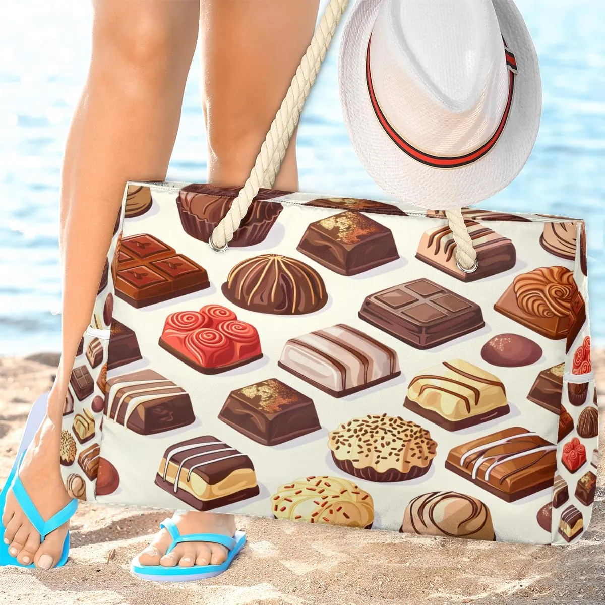 Tote Beach Bag for Women Large Zipper Beach Bags Waterproof Sandproof Gym Swim Pool Travel Bag